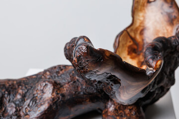 A handcrafted wooden bowl showcasing rich textures, intricate natural patterns, and polished grain, blending rustic charm with artistic elegance