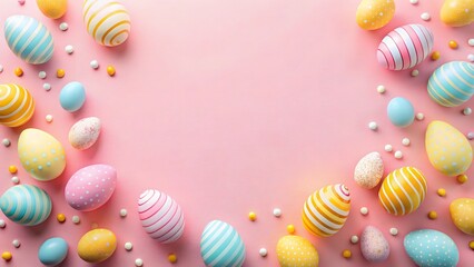 Easter party concept with copyspace in the middle