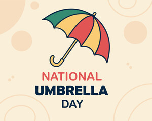 Stylish greeting card design with umbrella on yellow background for rainy day. 