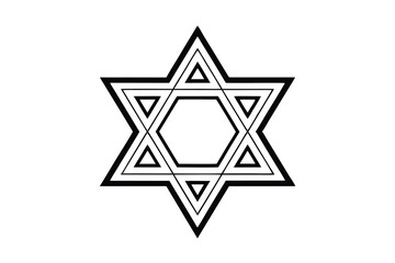 Geometric Star Of David Illustration Black Outline Design For Cultural And Religious Projects And Symbolism