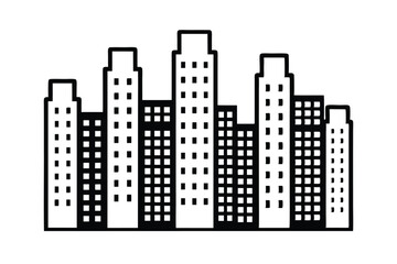 Fototapeta premium Cityscape Outline Of Tall Buildings With Windows In A Row Showing Urban Development And Architectural Design Of Modern Structures