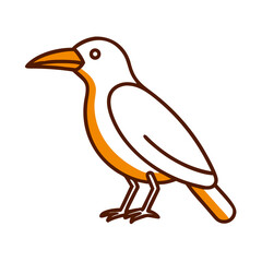 Obraz premium Illustration of a crow standing with a simplistic design featuring orange and white colors against a plain background