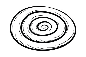 Minimalist Circular Swirl Design In Black And White Ink Style Hand Drawn Vector Illustration For Creative Projects