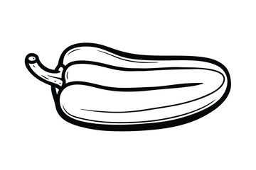 Black And White Line Art Of A Sweet Bell Pepper Vegetable Ingredient For Culinary Arts Designs And Creative Projects