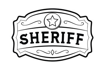 Sheriff Badge Vector Illustration Detailed Black And White Law Enforcement Symbol Old West Authority Icon Vintage Western Graphic Design