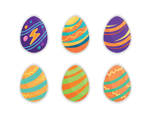 Colorful Patterned Easter Eggs Set