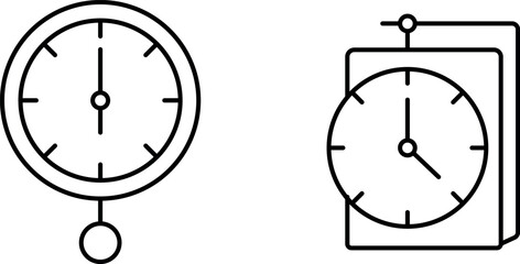 Wall Clock Icon – Editable Stroke Outline Design