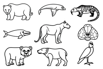 endangered species line art endangered creatures protection concept