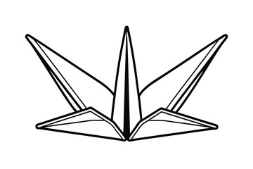 Simple Origami Crane Outline Black And White For Creative Projects And Paper Art Designs
