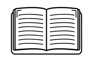 Opened Book Black And White Simple Outline Illustration Education And Knowledge Symbol Literary Work Publication