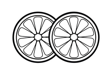 Two Slices Of Orange Fruit Isolated Outline Graphic Design Element Simple Style Fresh Citrus Food Healthy Eating For Print