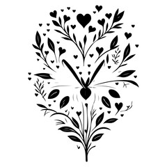 Botanical Heart Symphony in Graphic Composition