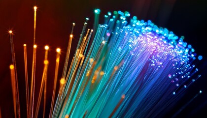 Fiber optic threads super macro. Generated image
