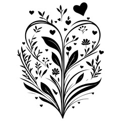 Floral Heart Flourish Elegant Decorative Element