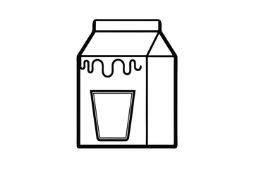 Milk Carton Outline Icon Vector Illustration Minimalist Design Drink Packaging Single Object Clean Look Black And White Drawing