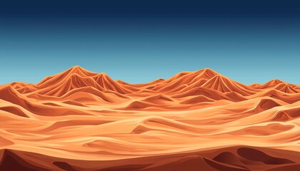 Naklejka premium Serene Desert Landscape with Smooth Sand Dunes under a Clear Sky in Subtle Gradient Hues of Warm Earth Tones
