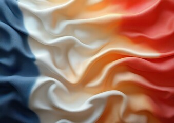 Fototapeta premium Realistic Flowing French Flag Fabric Draped with Textures and Colors