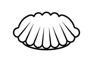 Simple Seashell Clipart Illustration Black Outline Elegant Shell Isolated On White Background Beach Decor And Marine Life