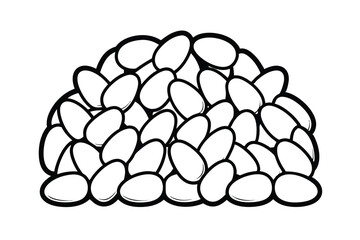 Hand Drawn Pile Of White Beans With Thick Black Outlines Representing Natural Food And Healthy Ingredients