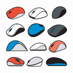 Computer mouses cluster display white background technology details