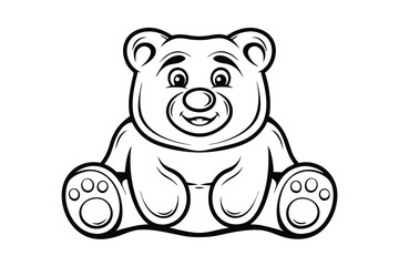 Cartoon Bear Illustration Sitting With A Happy Expression,Featuring Bold Outline And Paw Prints,Vector Art For Childrens Designs