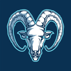 Collection Mountain goat head mascot silhouette icon with aggressive expression monochrome style vector illustration isolated on black background