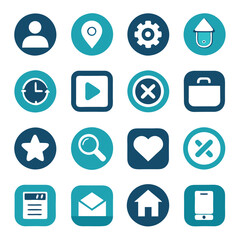Blue and Teal Hand-Drawn Application Icons Illustration