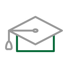 Graduation Cap Vector Line Dark Green Grey Icon Design