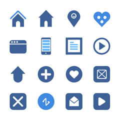 Set of Blue App Icons for Mobile Interface