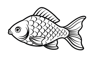 Black And White Goldfish Illustration With Detailed Scales And Fins Perfect For Coloring Pages Or Educational Resources On Fish Anatomy