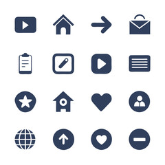 Dark Blue Rounded Icon Set for Web and Apps