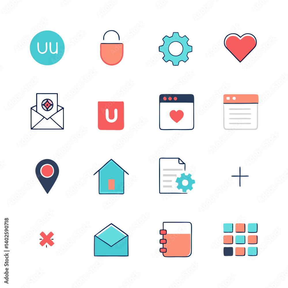 Poster assorted colorful vector icon set design element collection