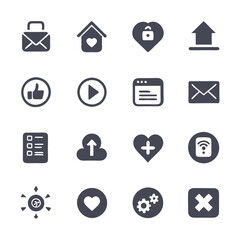 Monochrome Icon Set: Essential UI and Social Media