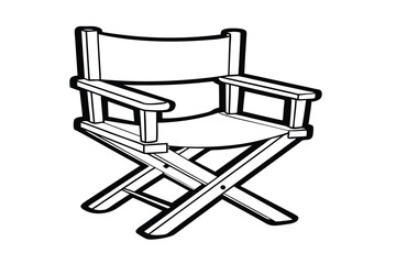 Graphic Directors Chair Illustration In Black And White Line Art Style On Transparent Background For Editorial Design