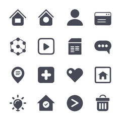 Collection of diverse user interface icons on white backdrop