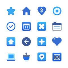 Blue UI Icons Set, Web Elements Design