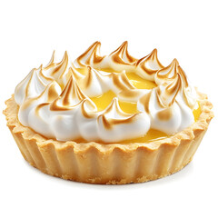 A freshly baked lemon meringue pie with a golden, flaky crust, tangy lemon filling
