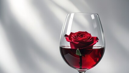 glass of red wine and rose