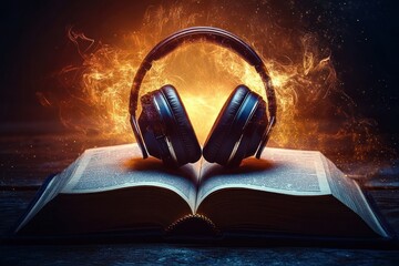 Headphones Open Book Audio Study Spiritual Enlightenment Technology Listening Faith