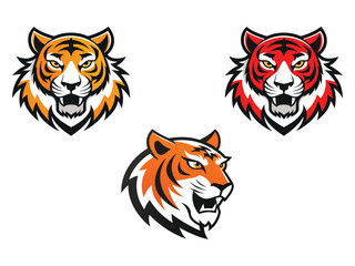 tiger head mascot isolated on white
