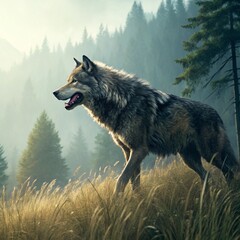 dire wolf back in the nature - khalesi