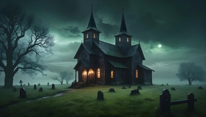 Spooky Church at Night