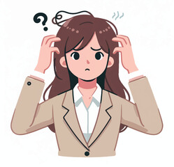 Vector career woman holding head as dizzy expression