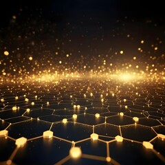 Fototapeta premium Golden Network, Abstract Technology Background