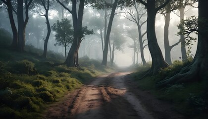 Obraz premium Misty Forest Path