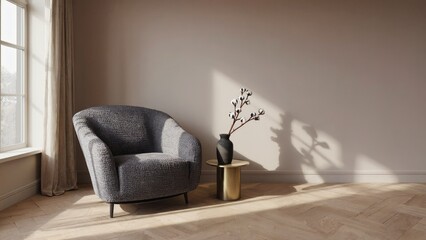 A bright and airy living room with a comfortable couch and chair, modern decor, and stylish wooden flooring.