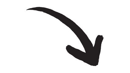 手描きの曲がった矢印下向き