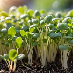 Obraz premium Vibrant Green Seedlings Sprouting in Soil