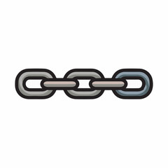 Metal chain links connect on white background connection