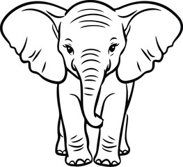 Cute Baby Elephant Line Drawing Silhouette Minimalist Elephant Silhouette Outline Vector